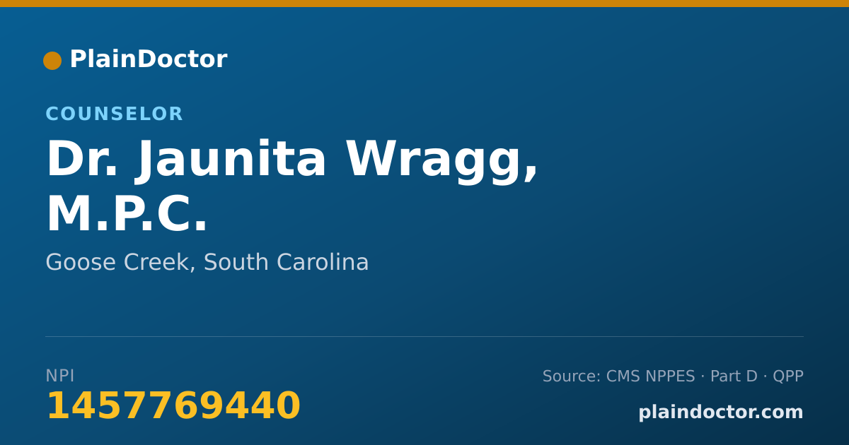 Shareable card for Jaunita Wragg, M.P.C. - Counselor, Goose Creek, SC