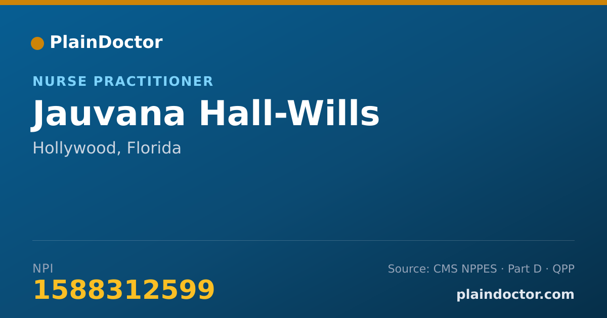 Shareable card for Jauvana Hall-Wills - Nurse Practitioner, Hollywood, FL