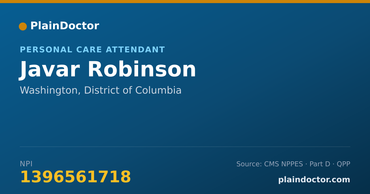 Shareable card for Javar Robinson - Personal Care Attendant, Washington, DC