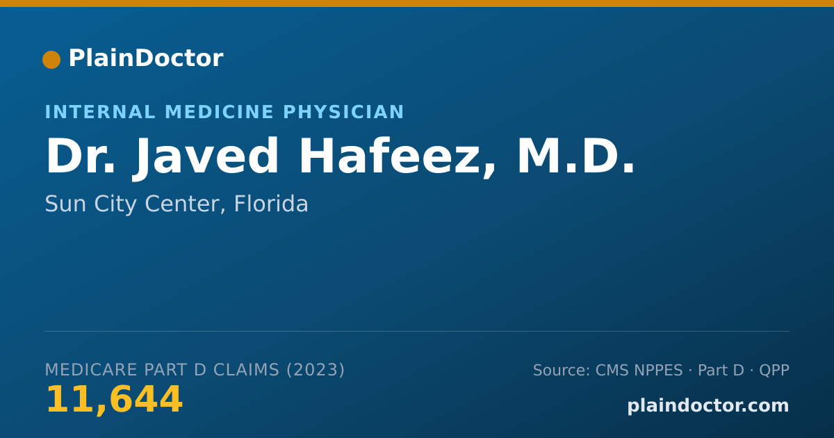 Shareable card for Javed Hafeez, M.D. - Internal Medicine Physician, Sun City Center, FL