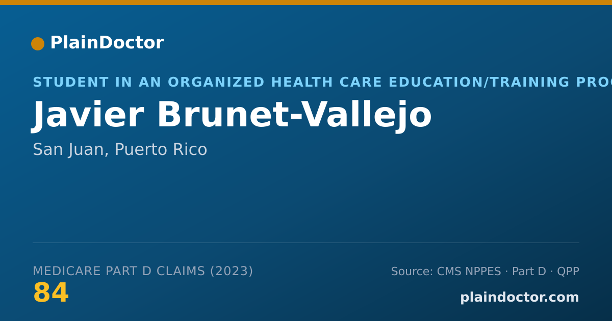 Shareable card for Javier Brunet-Vallejo - Student in an Organized Health Care Education/Training Program, San Juan, PR