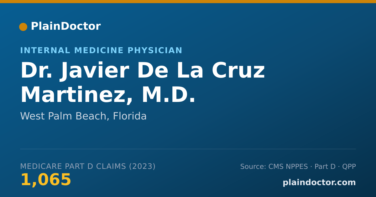 Shareable card for Javier De La Cruz Martinez, M.D. - Internal Medicine Physician, West Palm Beach, FL
