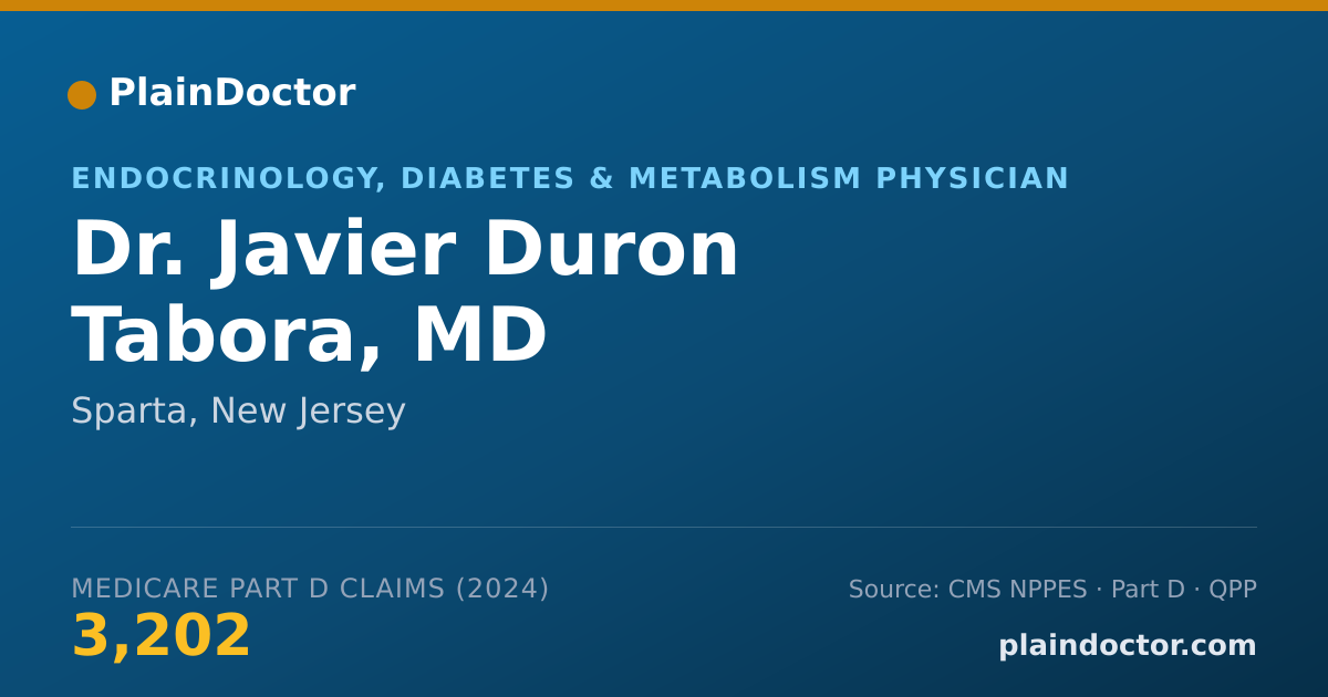Shareable card for Javier Duron Tabora, MD - Endocrinology, Diabetes & Metabolism Physician, Sparta, NJ