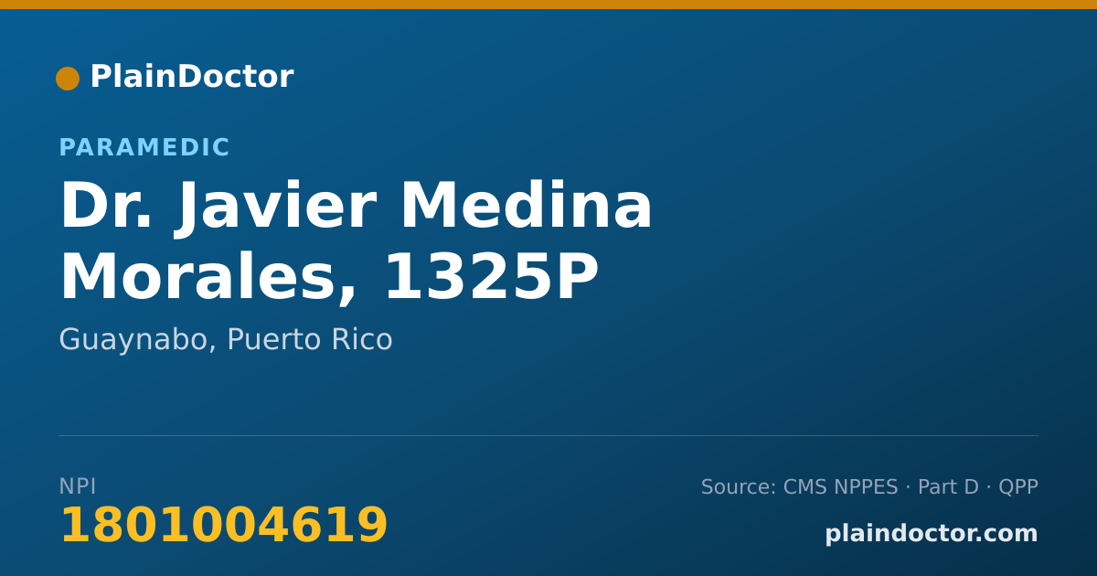 Shareable card for Javier Medina Morales, 1325P - Paramedic, Guaynabo, PR
