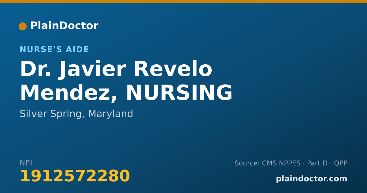 Shareable card for Javier Revelo Mendez, NURSING - Nurse's Aide, Silver Spring, MD