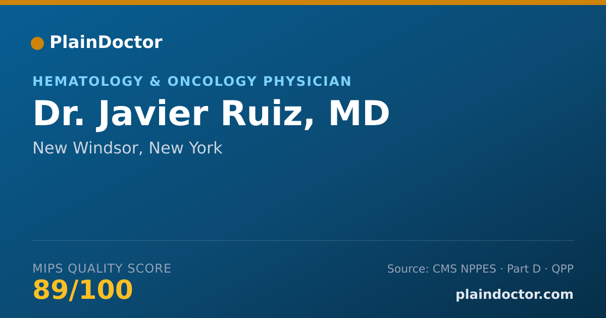 Shareable card for Javier Ruiz, MD - Hematology & Oncology Physician, New Windsor, NY