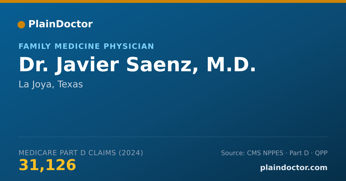 Shareable card for Javier Saenz, M.D. - Family Medicine Physician, La Joya, TX