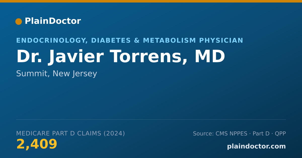 Shareable card for Javier Torrens, MD - Endocrinology, Diabetes & Metabolism Physician, Summit, NJ