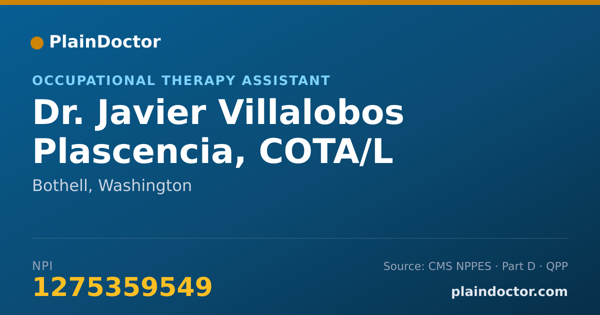 Shareable card for Javier Villalobos Plascencia, COTA/L - Occupational Therapy Assistant, Bothell, WA