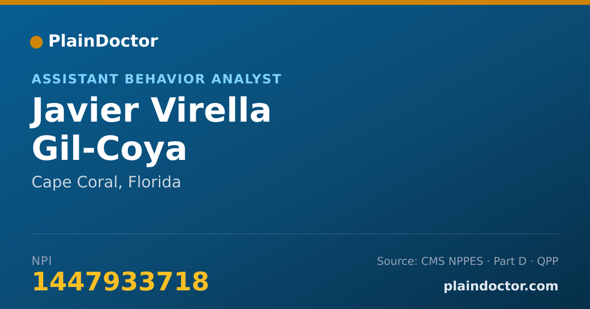 Shareable card for Javier Virella Gil-Coya - Assistant Behavior Analyst, Cape Coral, FL