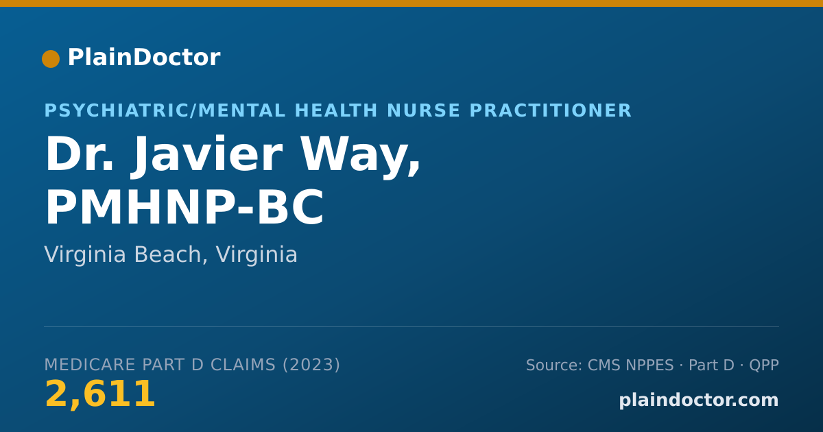 Shareable card for Javier Way, PMHNP-BC - Psychiatric/Mental Health Nurse Practitioner, Virginia Beach, VA