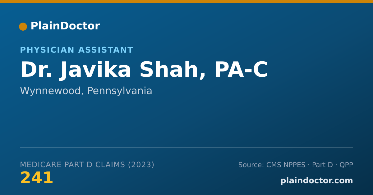 Shareable card for Javika Shah, PA-C - Physician Assistant, Wynnewood, PA