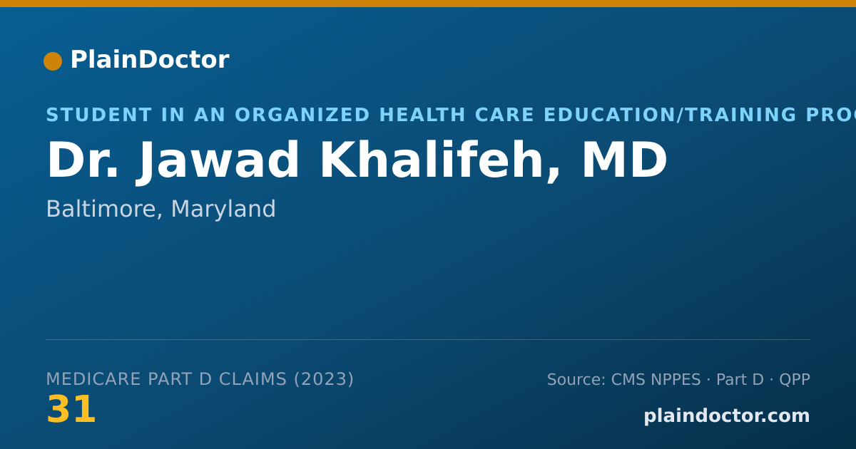 Shareable card for Jawad Khalifeh, MD - Student in an Organized Health Care Education/Training Program, Baltimore, MD