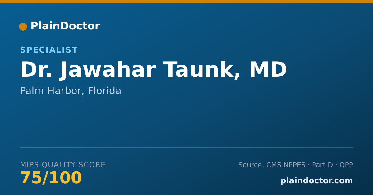 Shareable card for Jawahar Taunk, MD - Specialist, Palm Harbor, FL