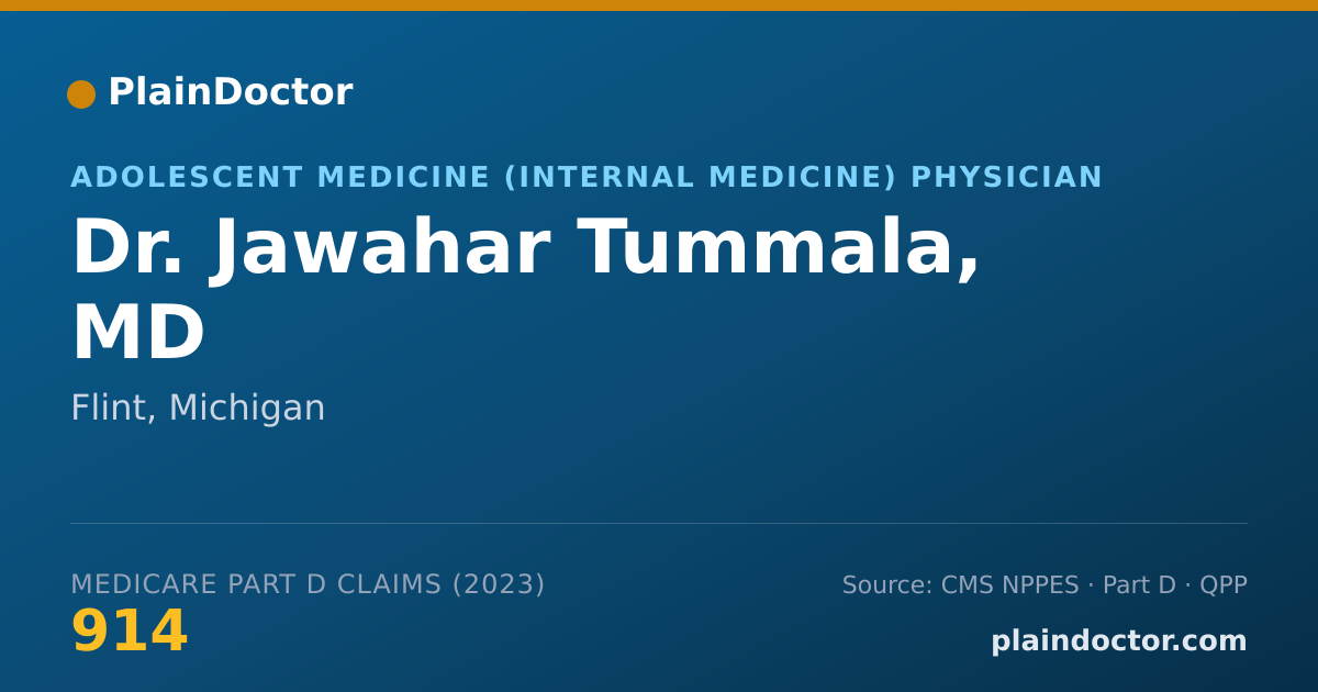 Shareable card for Jawahar Tummala, MD - Adolescent Medicine (Internal Medicine) Physician, Flint, MI