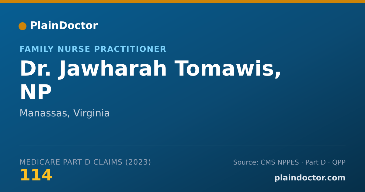 Shareable card for Jawharah Tomawis, NP - Family Nurse Practitioner, Manassas, VA