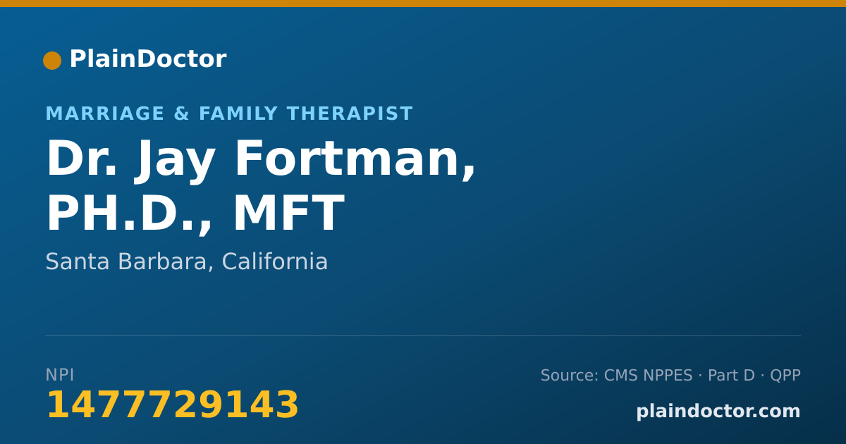 Shareable card for Jay Fortman, PH.D., MFT - Marriage & Family Therapist, Santa Barbara, CA