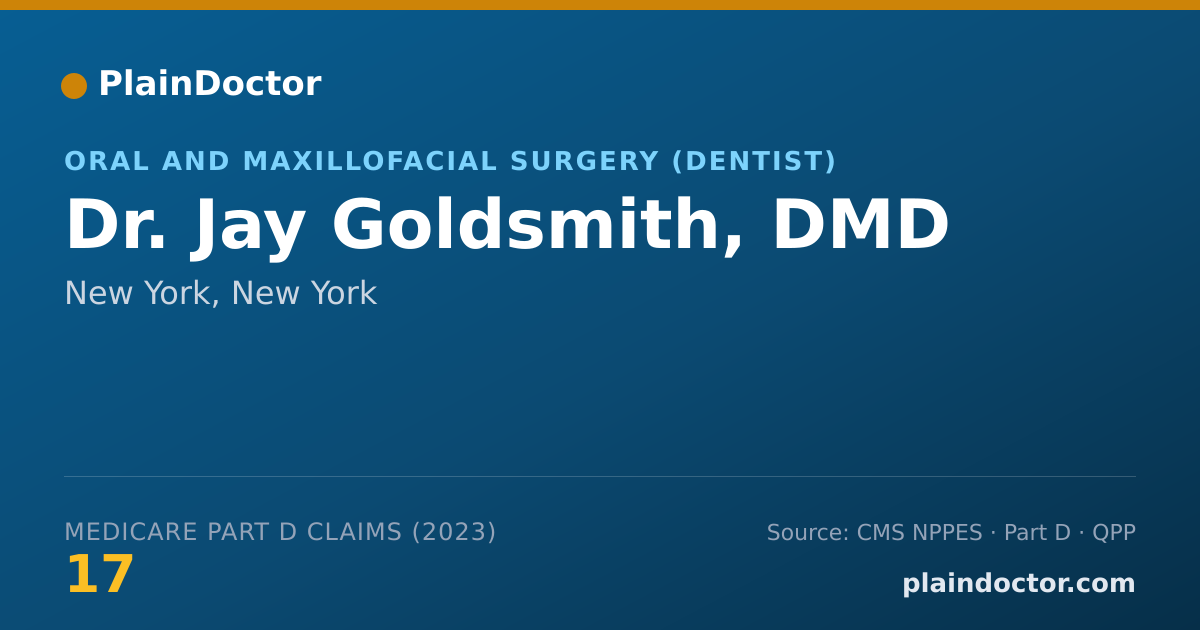 Shareable card for Jay Goldsmith, DMD - Oral and Maxillofacial Surgery (Dentist), New York, NY