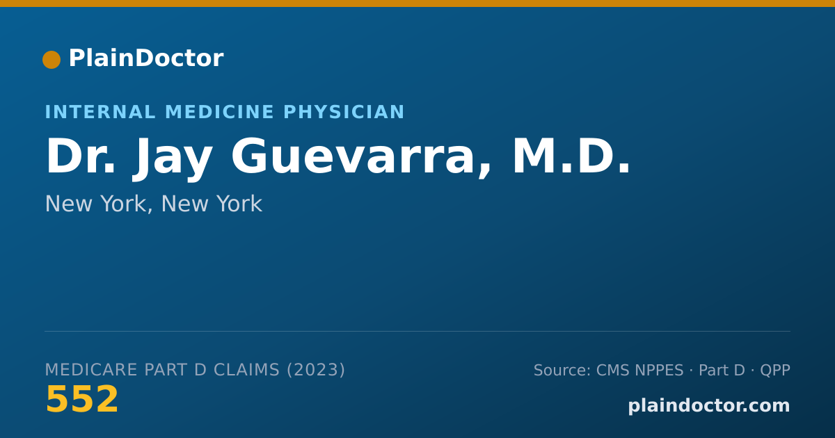 Shareable card for Jay Guevarra, M.D. - Internal Medicine Physician, New York, NY