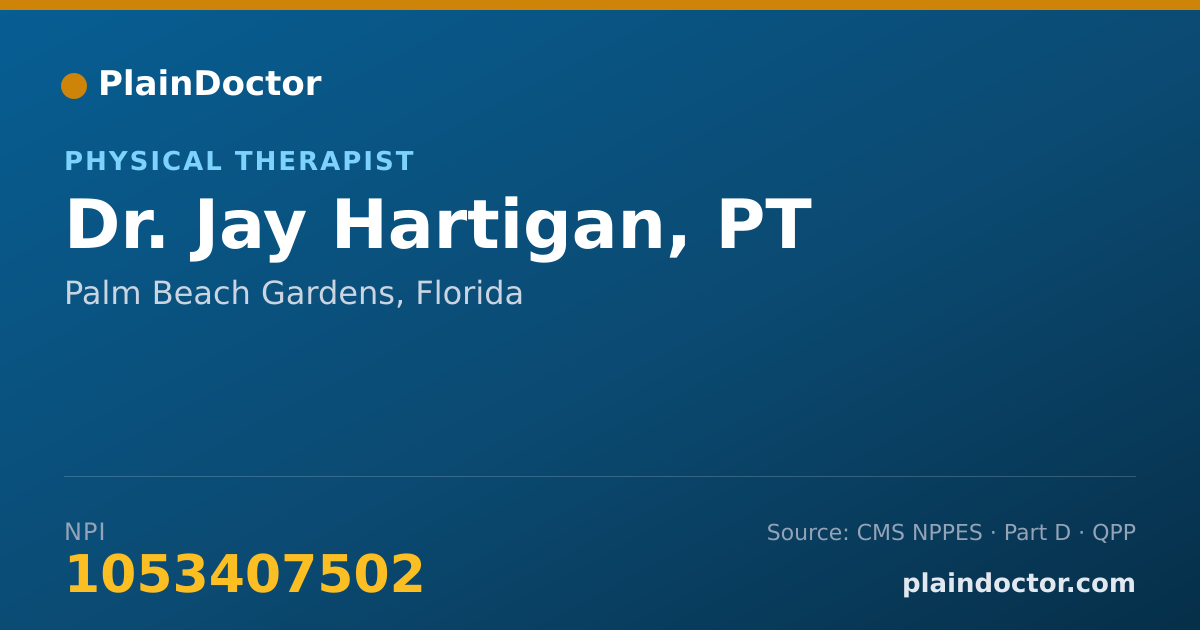 Shareable card for Jay Hartigan, PT - Physical Therapist, Palm Beach Gardens, FL