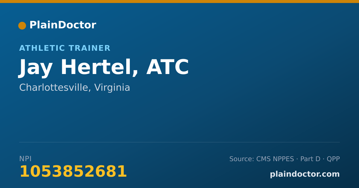 Shareable card for Jay Hertel, ATC - Athletic Trainer, Charlottesville, VA