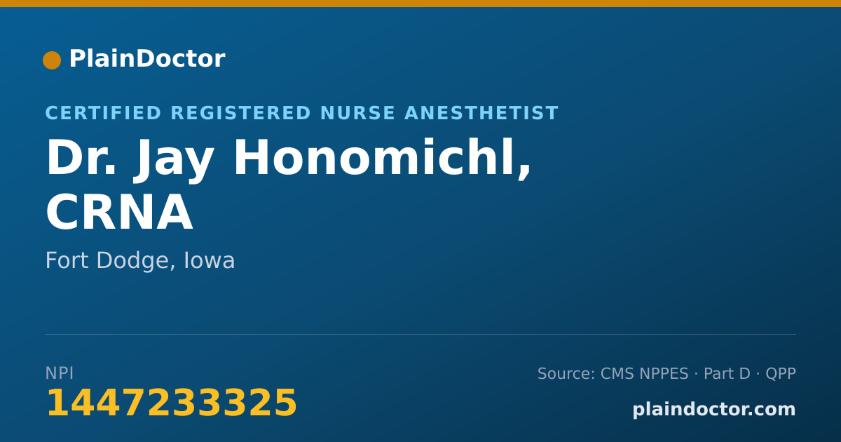 Shareable card for Jay Honomichl, CRNA - Certified Registered Nurse Anesthetist, Fort Dodge, IA