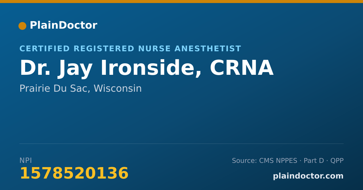 Shareable card for Jay Ironside, CRNA - Certified Registered Nurse Anesthetist, Prairie Du Sac, WI