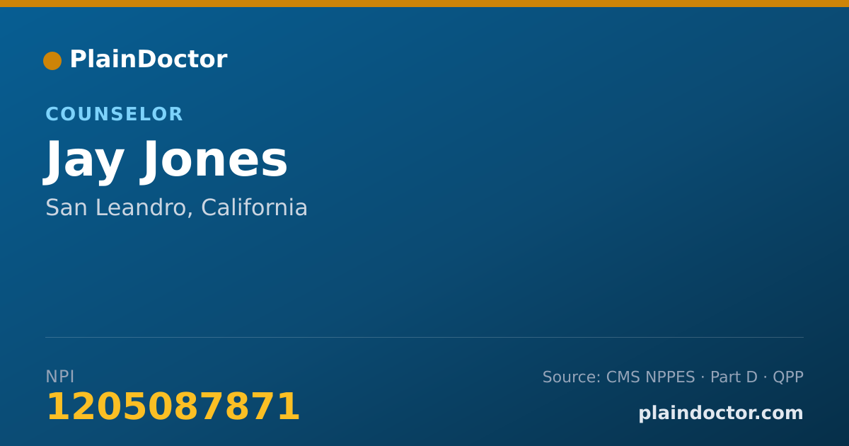 Shareable card for Jay Jones - Counselor, San Leandro, CA