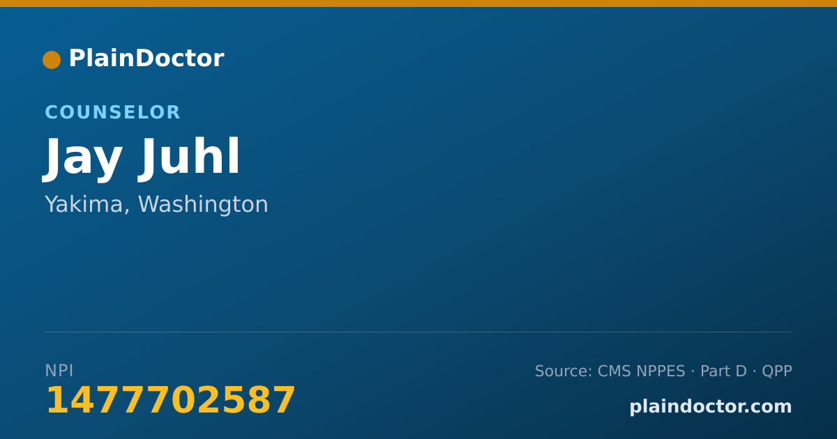Shareable card for Jay Juhl - Counselor, Yakima, WA