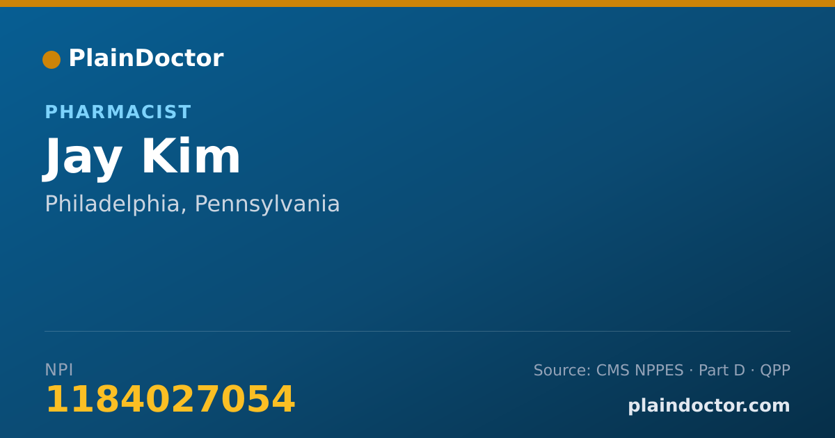 Shareable card for Jay Kim - Pharmacist, Philadelphia, PA