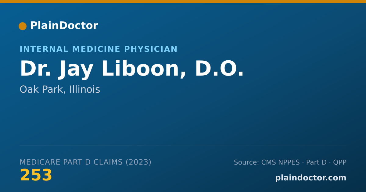 Shareable card for Jay Liboon, D.O. - Internal Medicine Physician, Oak Park, IL