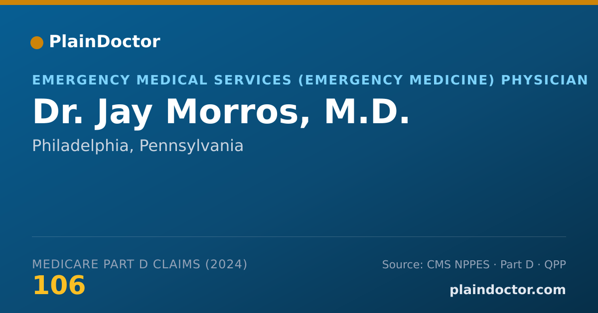 Shareable card for Jay Morros, M.D. - Emergency Medical Services (Emergency Medicine) Physician, Philadelphia, PA
