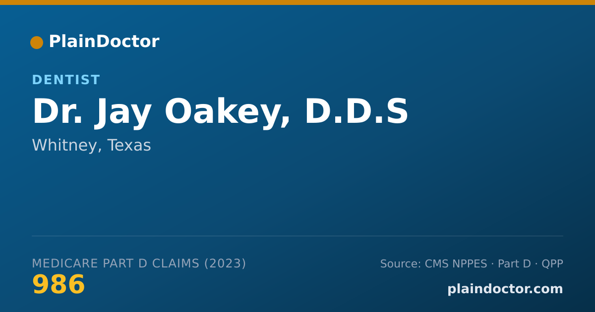 Shareable card for Jay Oakey, D.D.S - Dentist, Whitney, TX
