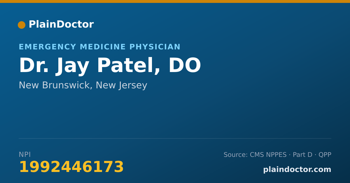 Shareable card for Jay Patel, DO - Emergency Medicine Physician, New Brunswick, NJ