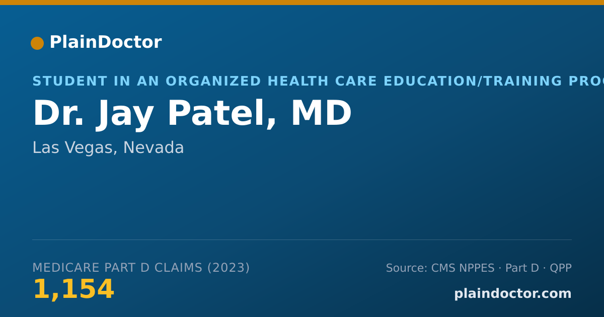 Shareable card for Jay Patel, MD - Student in an Organized Health Care Education/Training Program, Las Vegas, NV