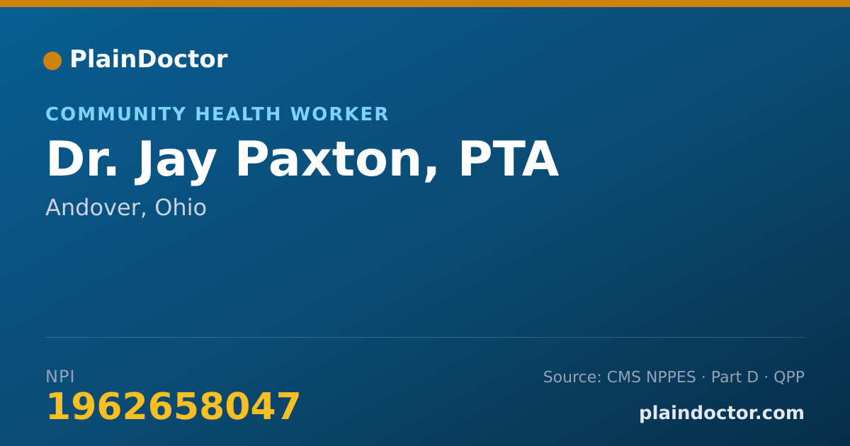 Shareable card for Jay Paxton, PTA - Community Health Worker, Andover, OH