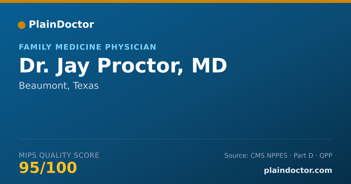 Shareable card for Jay Proctor, MD - Family Medicine Physician, Beaumont, TX
