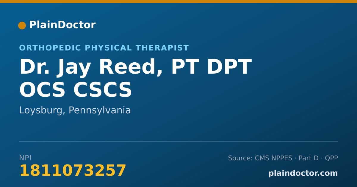 Shareable card for Jay Reed, PT DPT OCS CSCS - Orthopedic Physical Therapist, Loysburg, PA