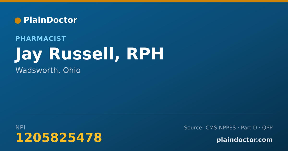 Shareable card for Jay Russell, RPH - Pharmacist, Wadsworth, OH