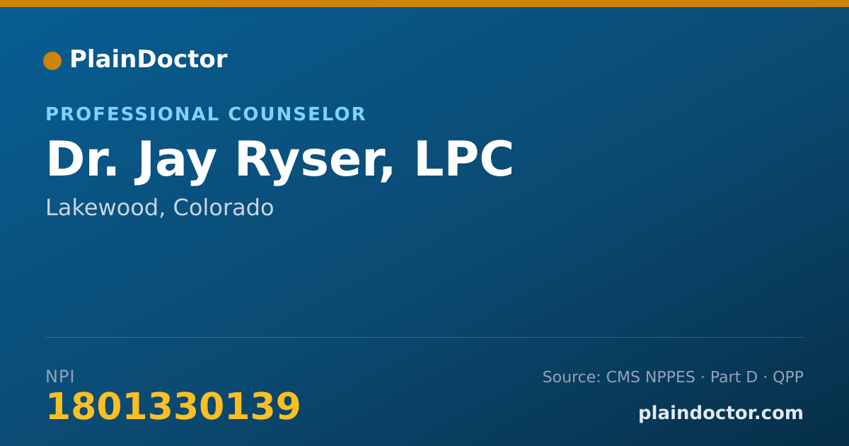 Shareable card for Jay Ryser, LPC - Professional Counselor, Lakewood, CO