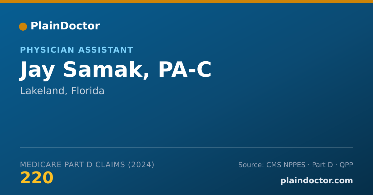 Shareable card for Jay Samak, PA-C - Physician Assistant, Lakeland, FL