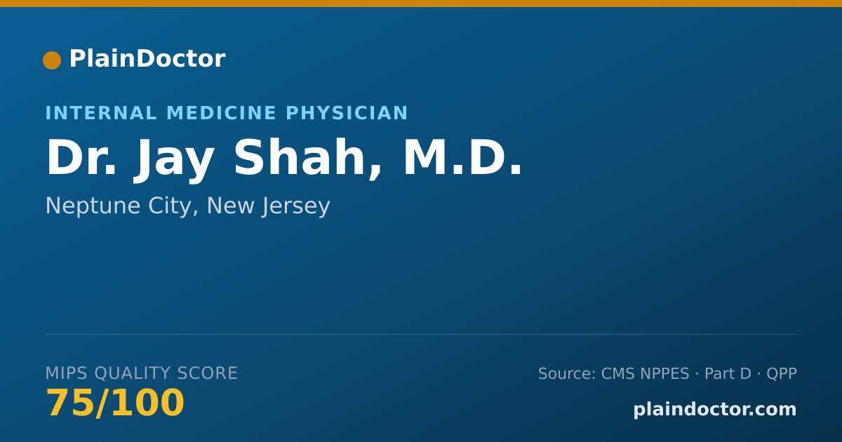 Shareable card for Jay Shah, M.D. - Internal Medicine Physician, Neptune City, NJ