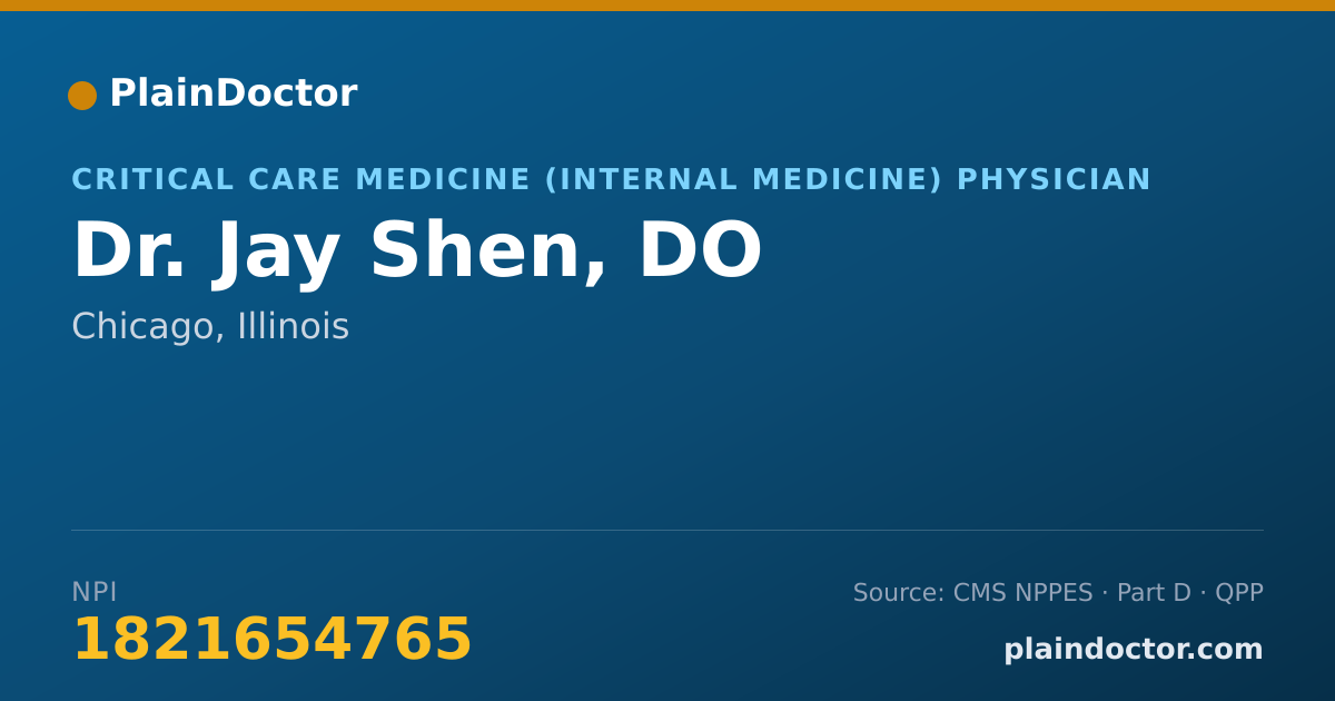 Shareable card for Jay Shen, DO - Critical Care Medicine (Internal Medicine) Physician, Chicago, IL