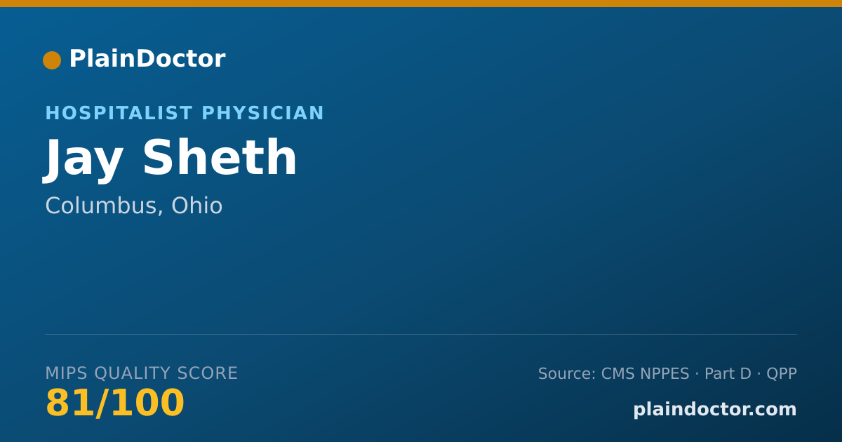 Shareable card for Jay Sheth - Hospitalist Physician, Columbus, OH