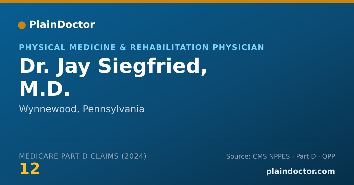Shareable card for Jay Siegfried, M.D. - Physical Medicine & Rehabilitation Physician, Wynnewood, PA