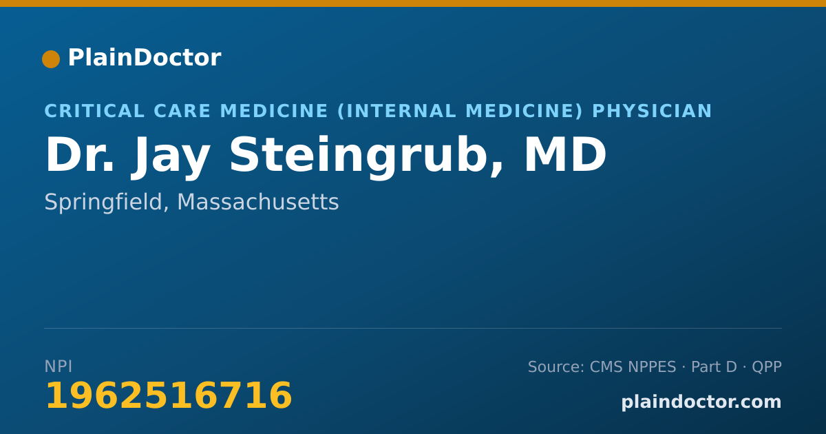 Shareable card for Jay Steingrub, MD - Critical Care Medicine (Internal Medicine) Physician, Springfield, MA