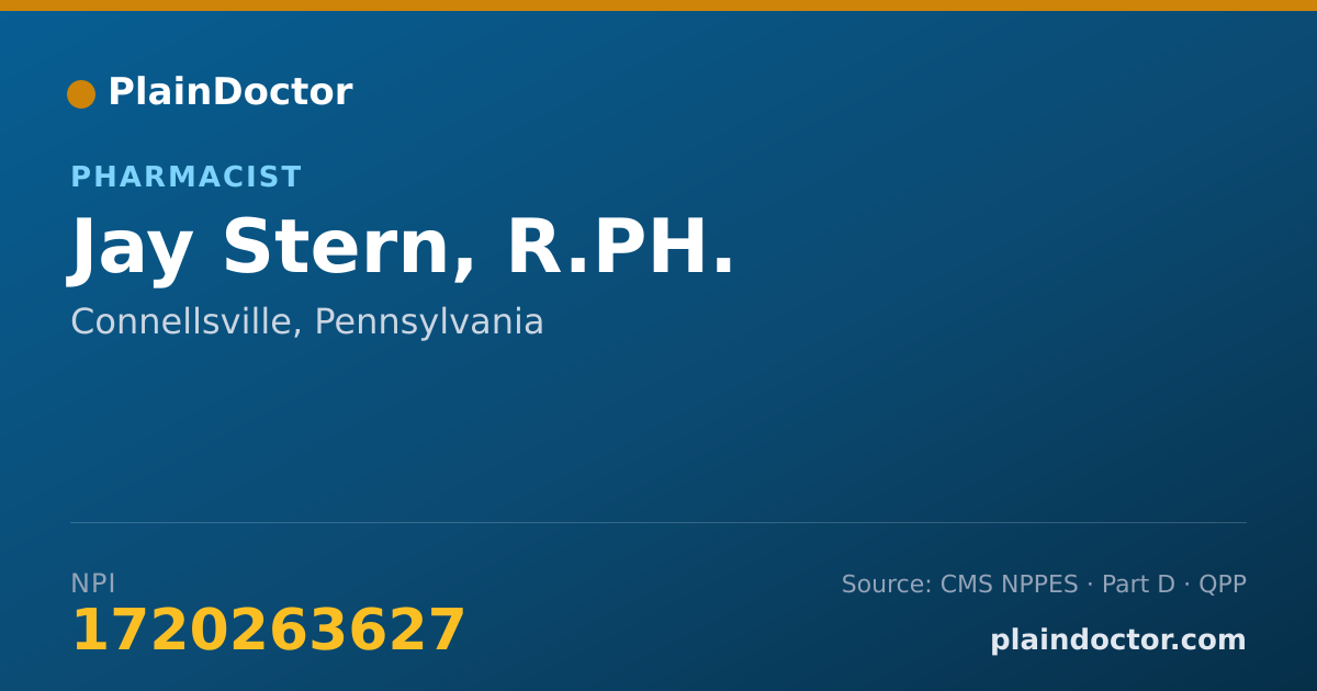Shareable card for Jay Stern, R.PH. - Pharmacist, Connellsville, PA