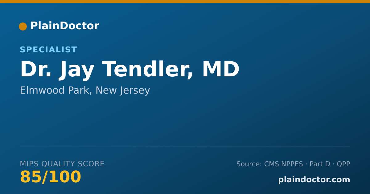 Shareable card for Jay Tendler, MD - Pain Medicine (Anesthesiology) Physician, Elmwood Park, NJ