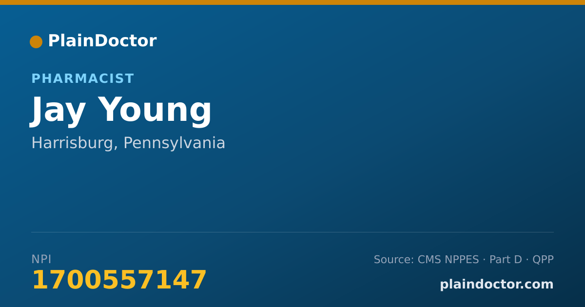 Shareable card for Jay Young - Pharmacist, Harrisburg, PA