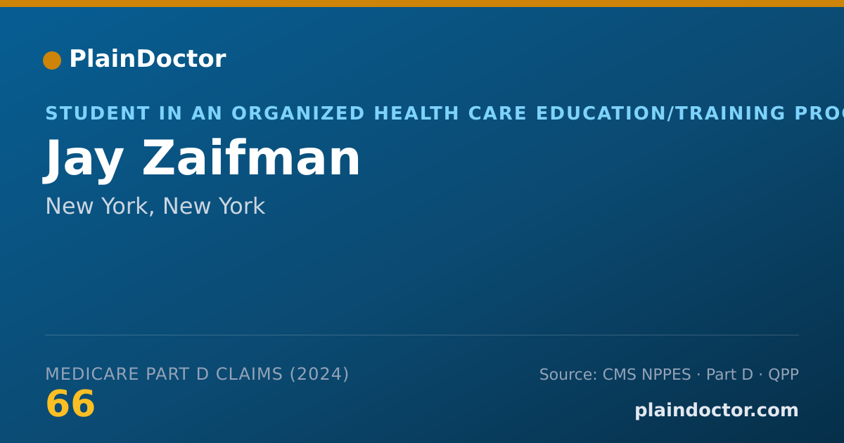 Shareable card for Jay Zaifman - Student in an Organized Health Care Education/Training Program, New York, NY
